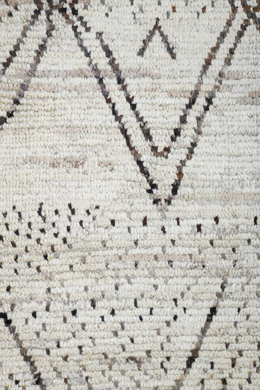 10' x 13' one-of-a-kind handmade vintage Tulu large size rug. Color palette: ivory, taupe, cream, gray, beige