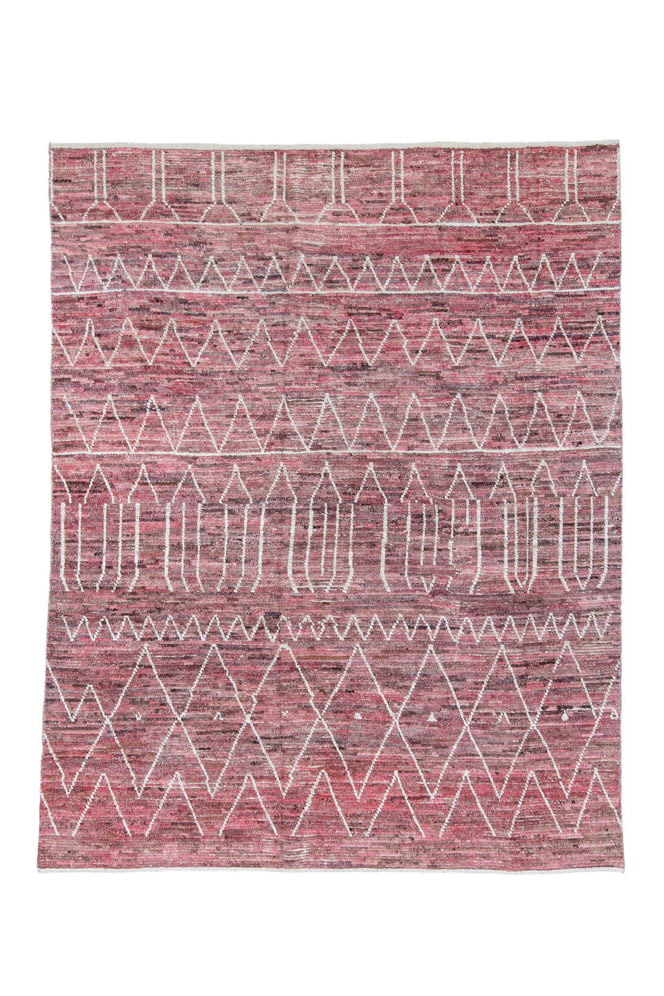 7' x 9' one-of-a-kind handmade vintage Tulu rug. Color palette: brown, gainsboro, ghost white, gray, lavender blush