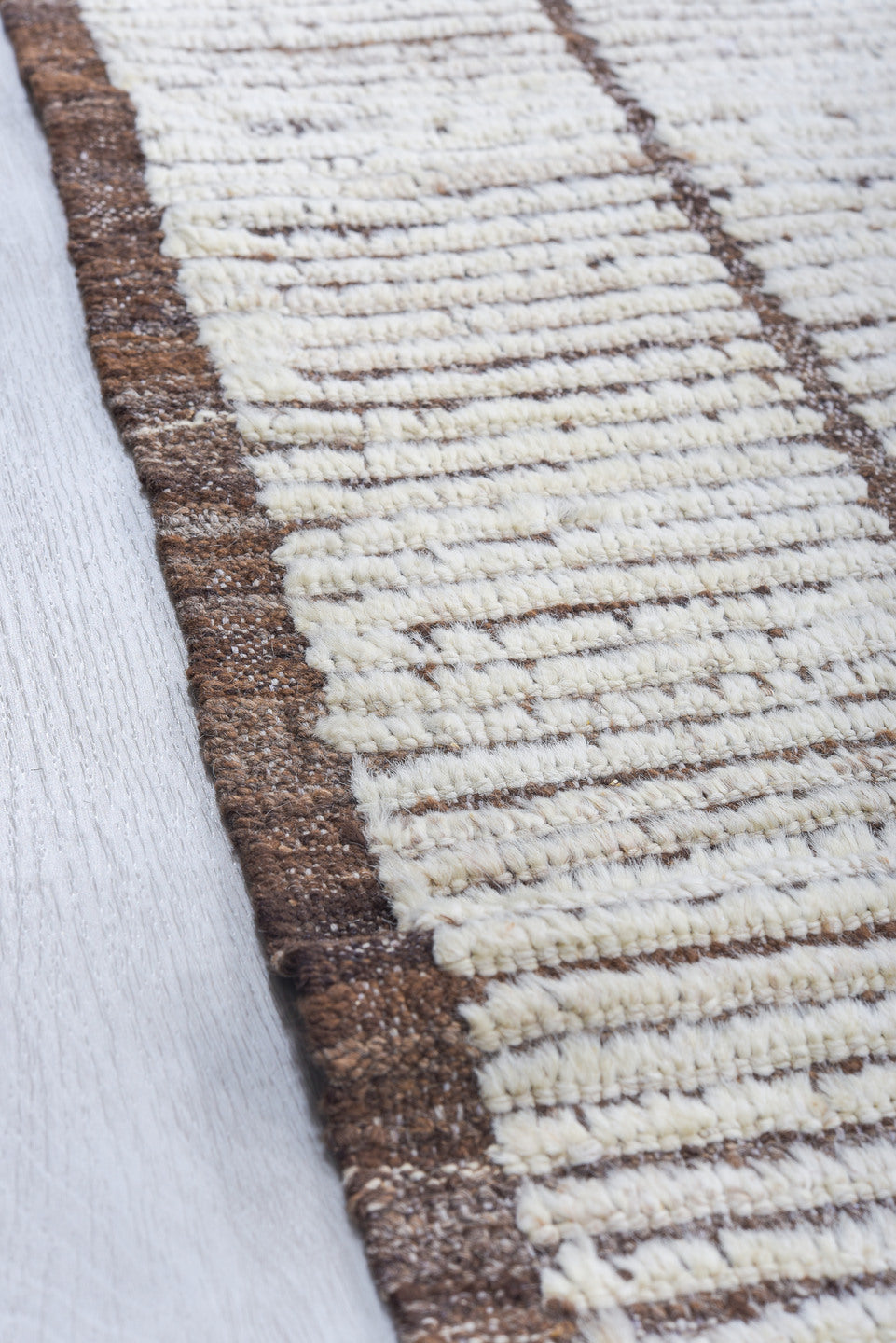 10' x 11' one-of-a-kind handmade vintage Tulu large size rug. Color palette: ivory, brown, taupe, beige, gray