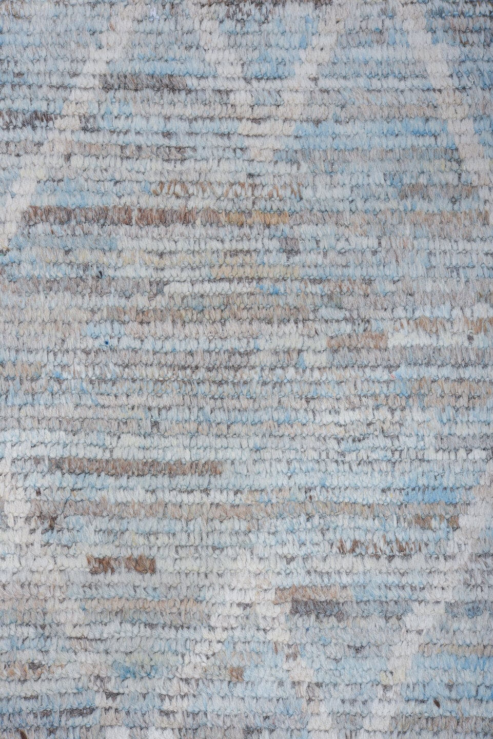 10' x 14' one-of-a-kind handmade vintage Tulu large size rug. Color palette: light blue, ivory, gray, taupe, beige