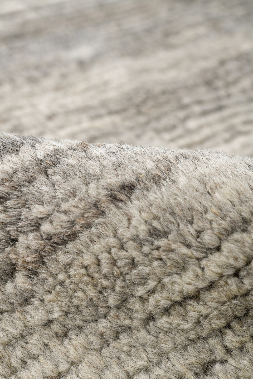 9' x 12' one-of-a-kind handmade vintage Tulu large size rug. Color palette: black, gray, light gray, off-white, pink