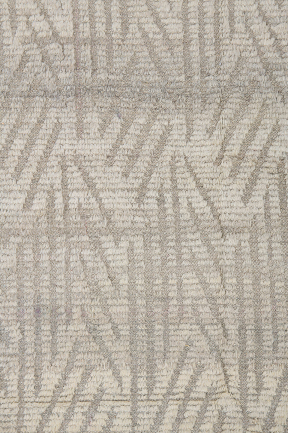 8' x 9' one-of-a-kind handmade vintage Tulu rug. Color palette: ivory, taupe, cream, beige, gray