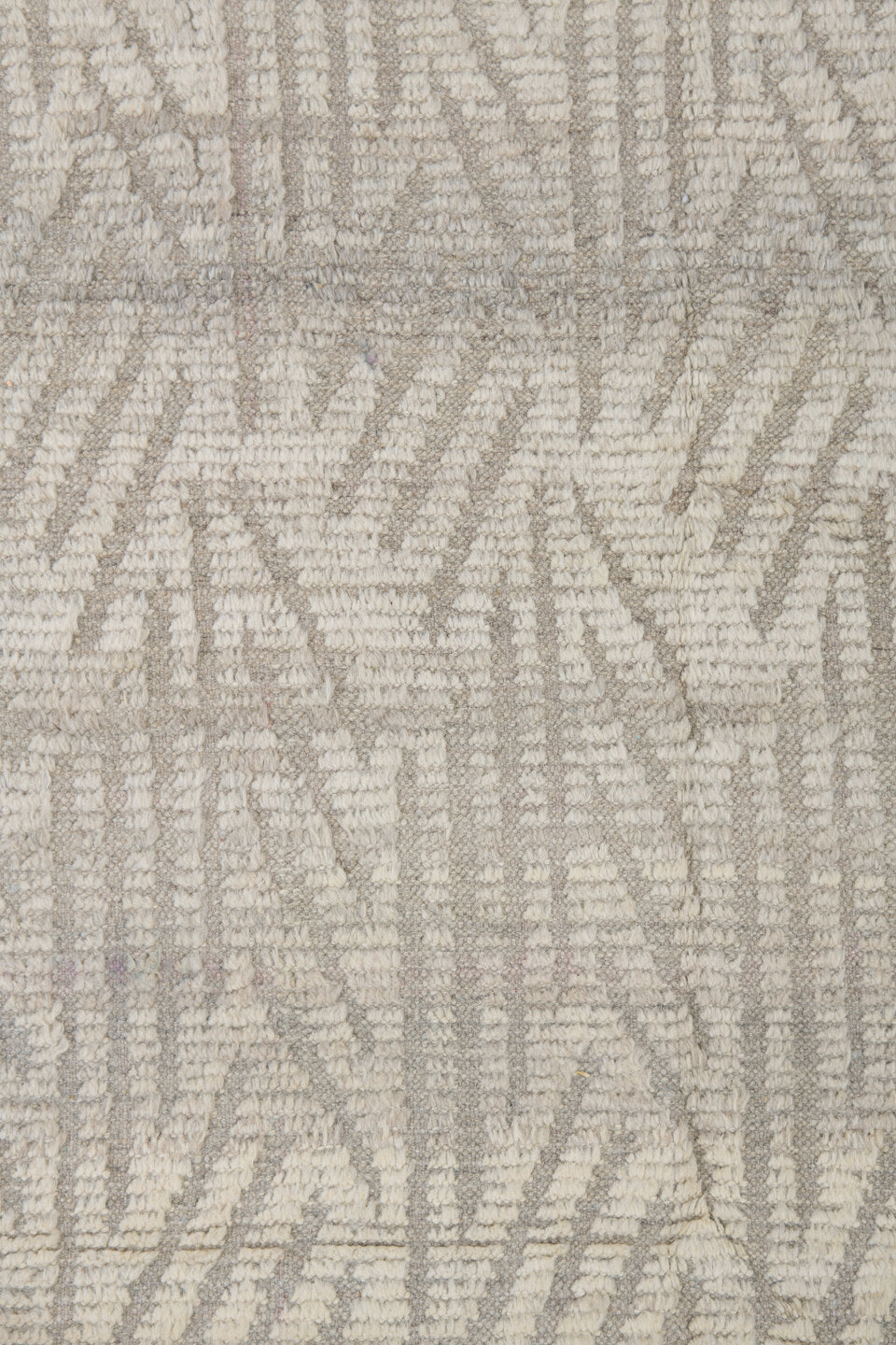 8' x 9' one-of-a-kind handmade vintage Tulu rug. Color palette: ivory, taupe, cream, beige, gray