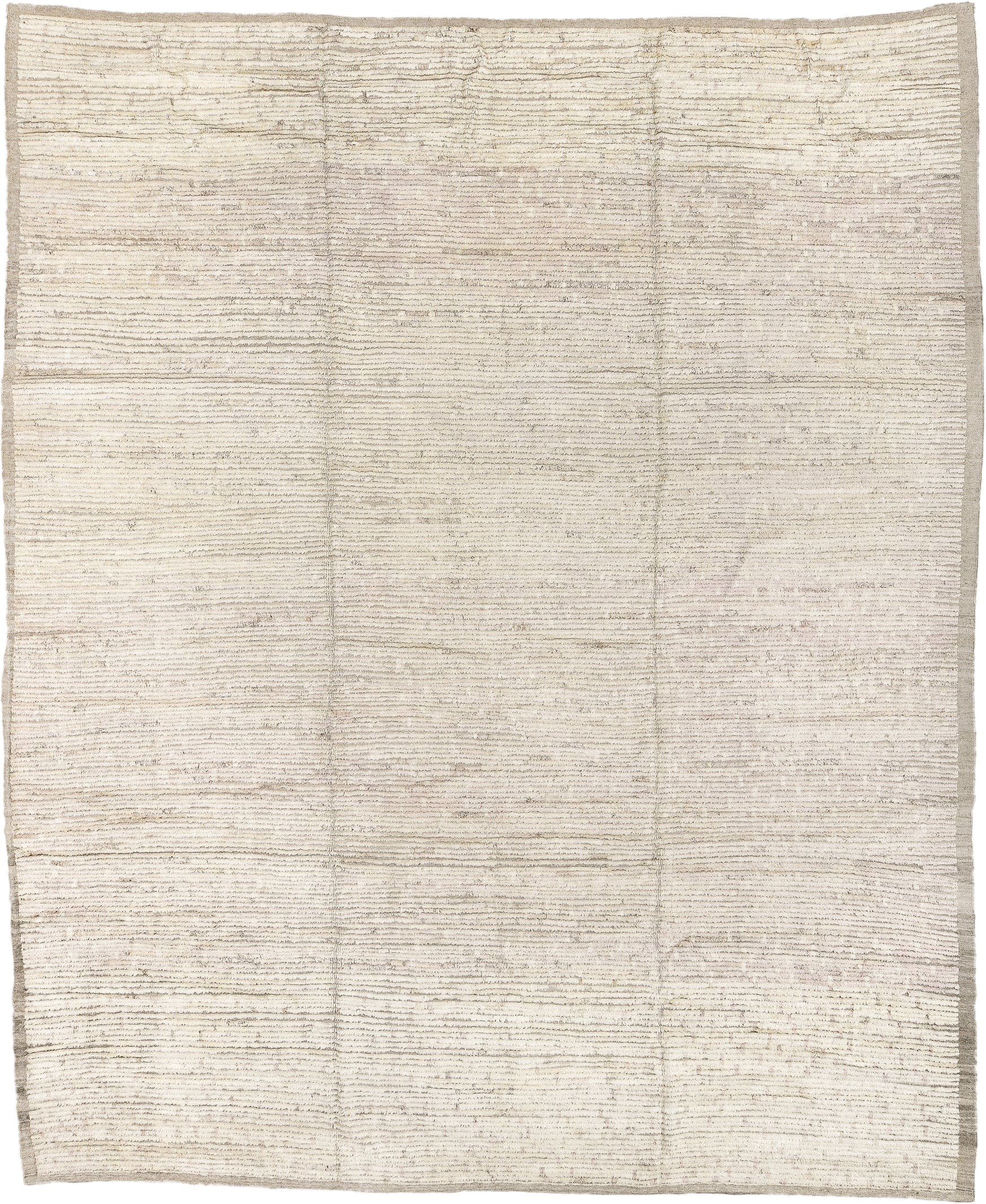 10' x 12' one-of-a-kind handmade vintage Tulu large size rug. Color palette: ivory, taupe, cream, beige, light gray, gray