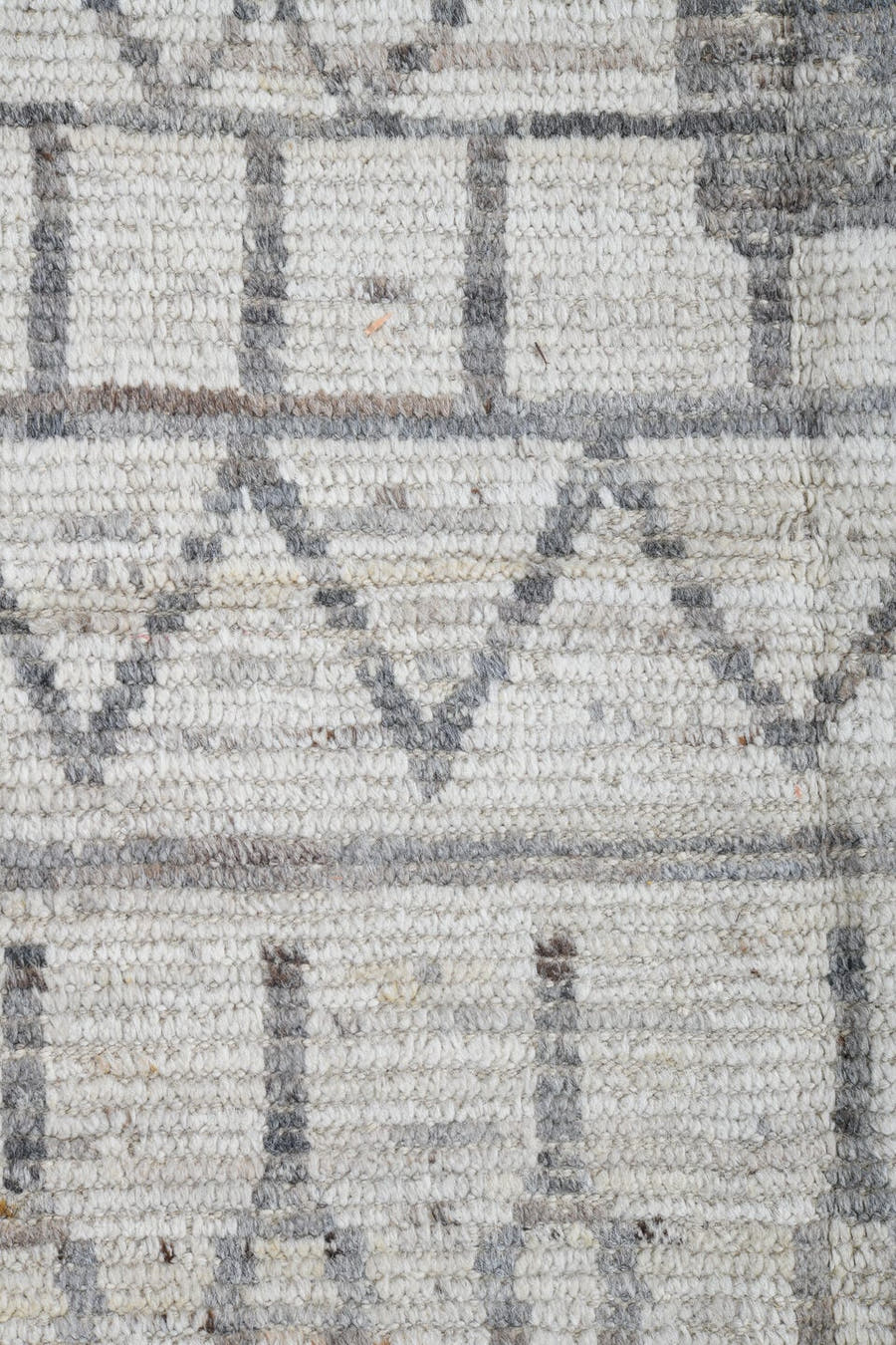 4' x 19' one-of-a-kind handmade vintage Tulu runner rug. Color palette: ivory, light gray, taupe, cream, beige, gray