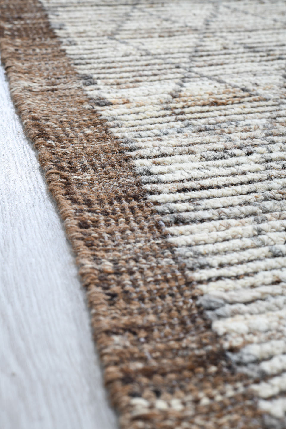 2' x 16' one-of-a-kind handmade vintage Tulu runner rug. Color palette: ivory, brown, taupe, charcoal, beige, gray, black