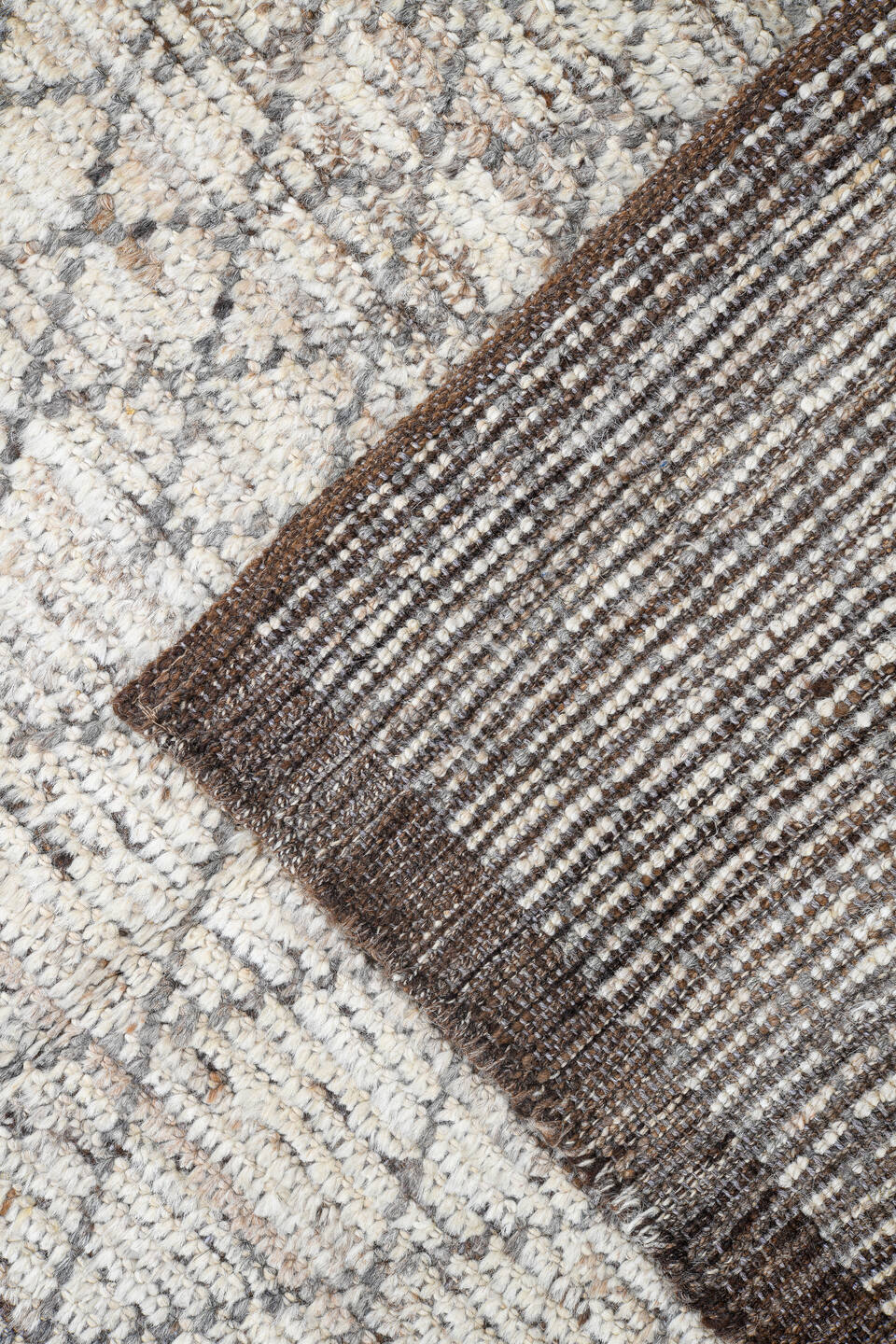 2' x 16' one-of-a-kind handmade vintage Tulu runner rug. Color palette: ivory, brown, taupe, camel, charcoal, beige, gray