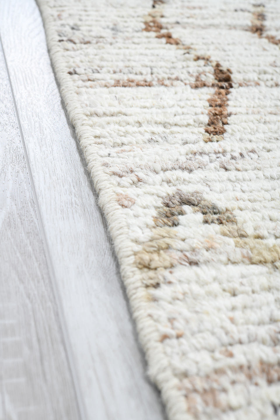 3' x 16' one-of-a-kind handmade vintage Tulu runner rug. Color palette: ivory, taupe, brown, camel, gray, beige