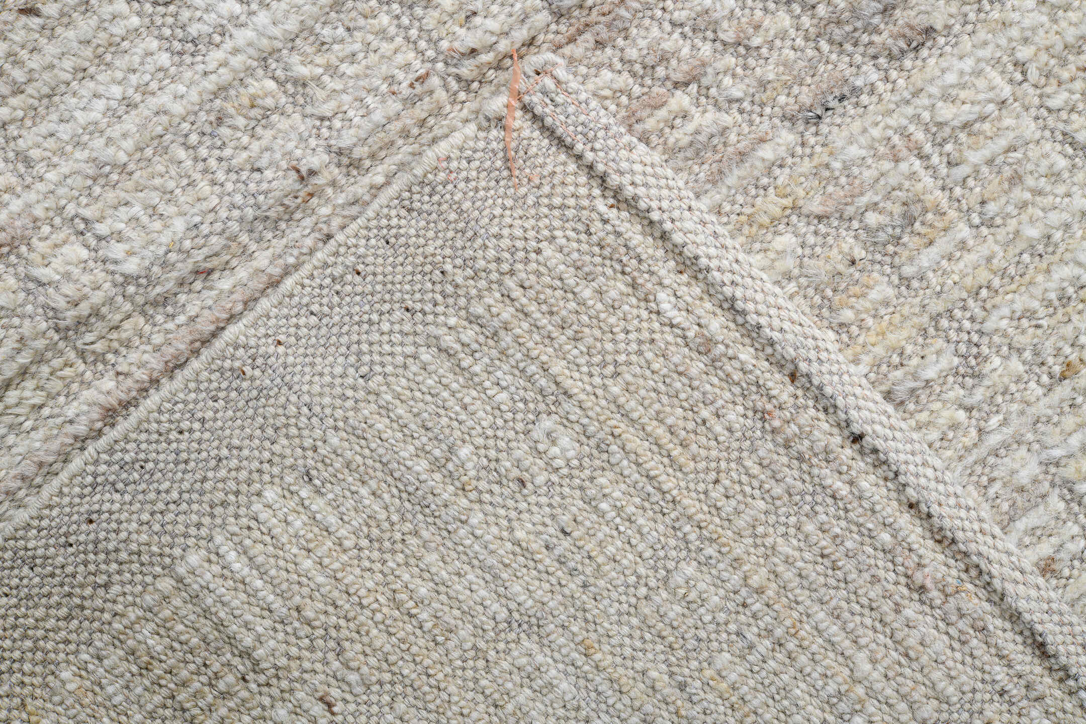3' x 12' one-of-a-kind handmade vintage Tulu runner rug. Color palette: ivory, beige, taupe, cream, light gray, gray