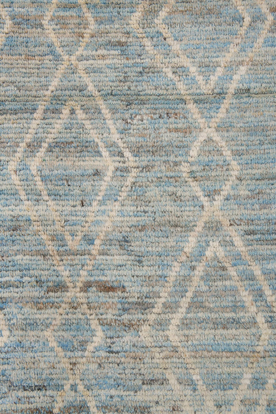 3' x 16' one-of-a-kind handmade vintage Tulu runner rug. Color palette: sky blue, ivory, slate, cream, light blue, gray