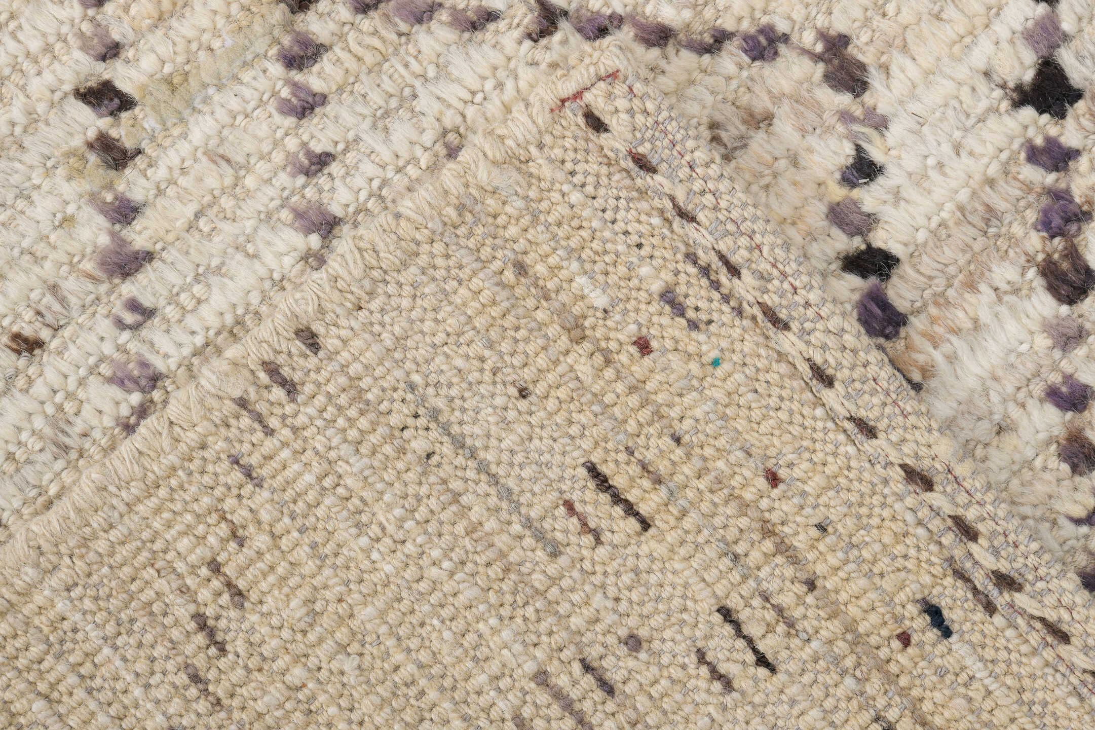3' x 16' one-of-a-kind handmade vintage Tulu runner rug. Color palette: ivory, taupe, charcoal, cream, pewter, beige, gray