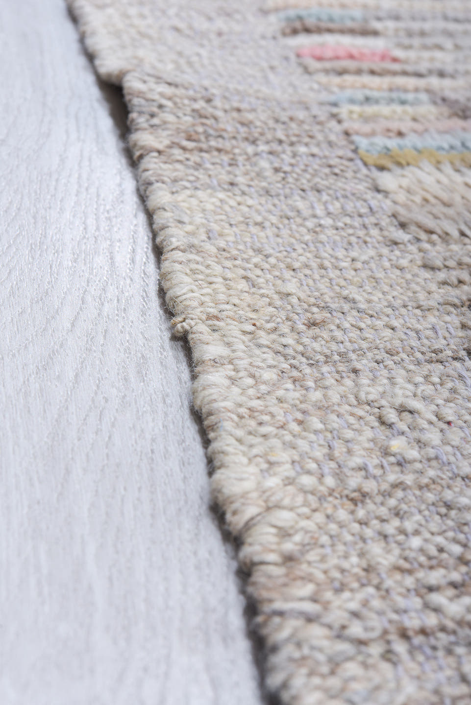 3' x 16' one-of-a-kind handmade vintage Tulu runner rug. Color palette: light blue, rust, ivory, taupe, slate, terracotta