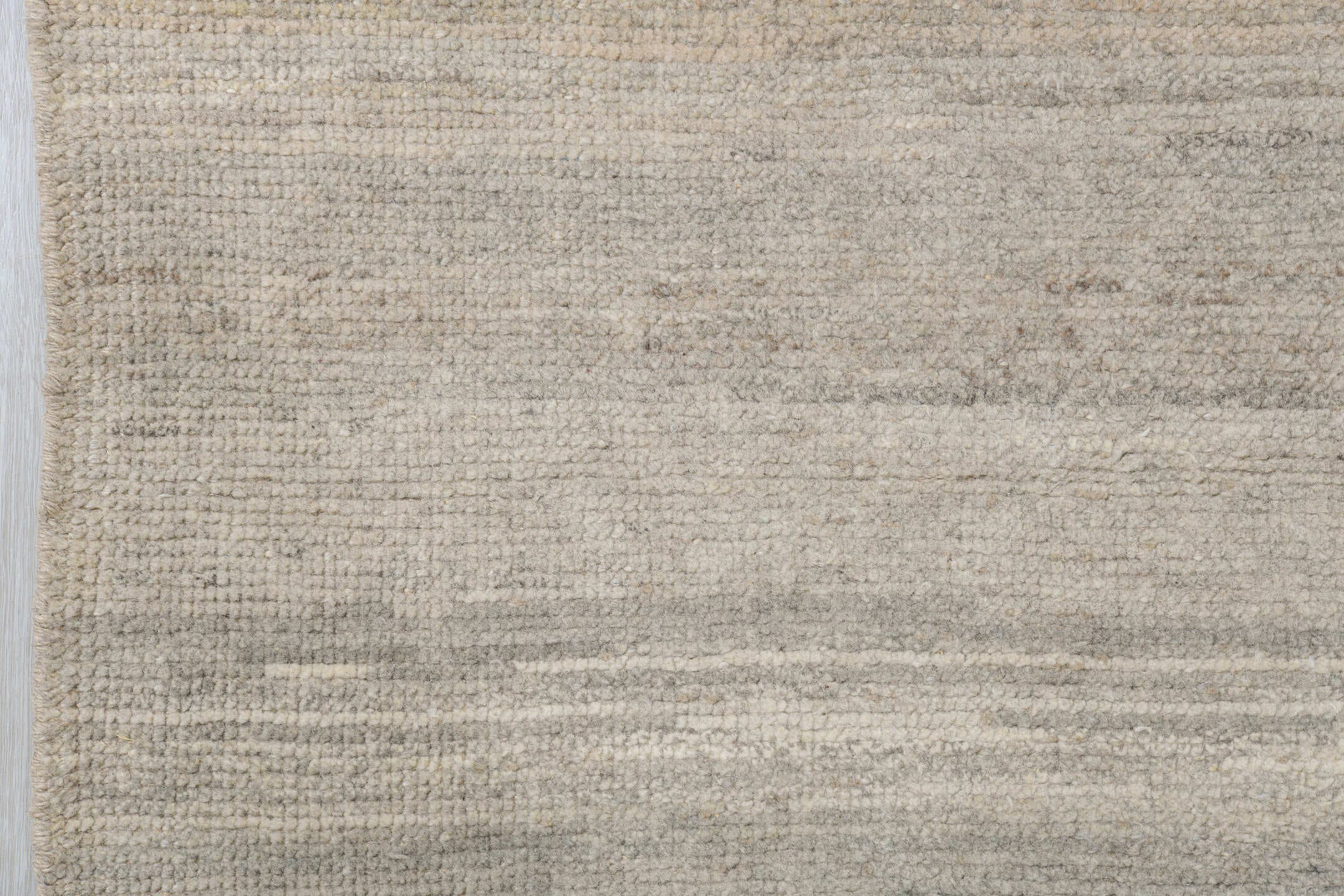 10' x 14' one-of-a-kind handmade vintage Tulu large size rug. Color palette: ivory, beige, taupe, gray, greige