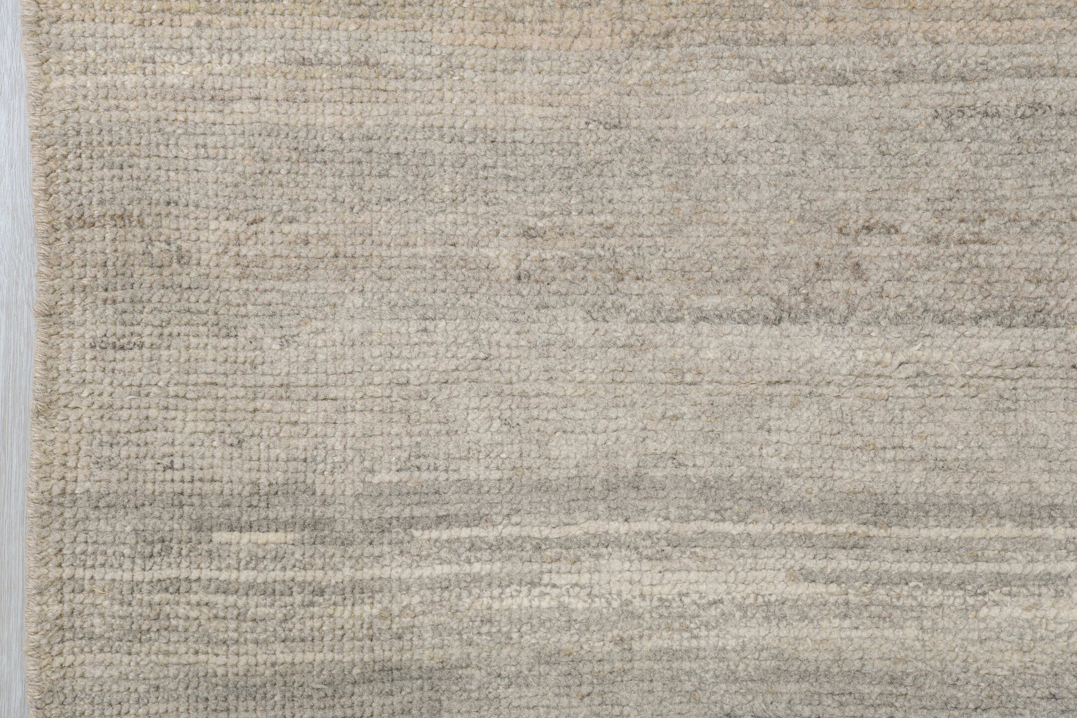 10' x 14' one-of-a-kind handmade vintage Tulu large size rug. Color palette: ivory, beige, taupe, gray, greige