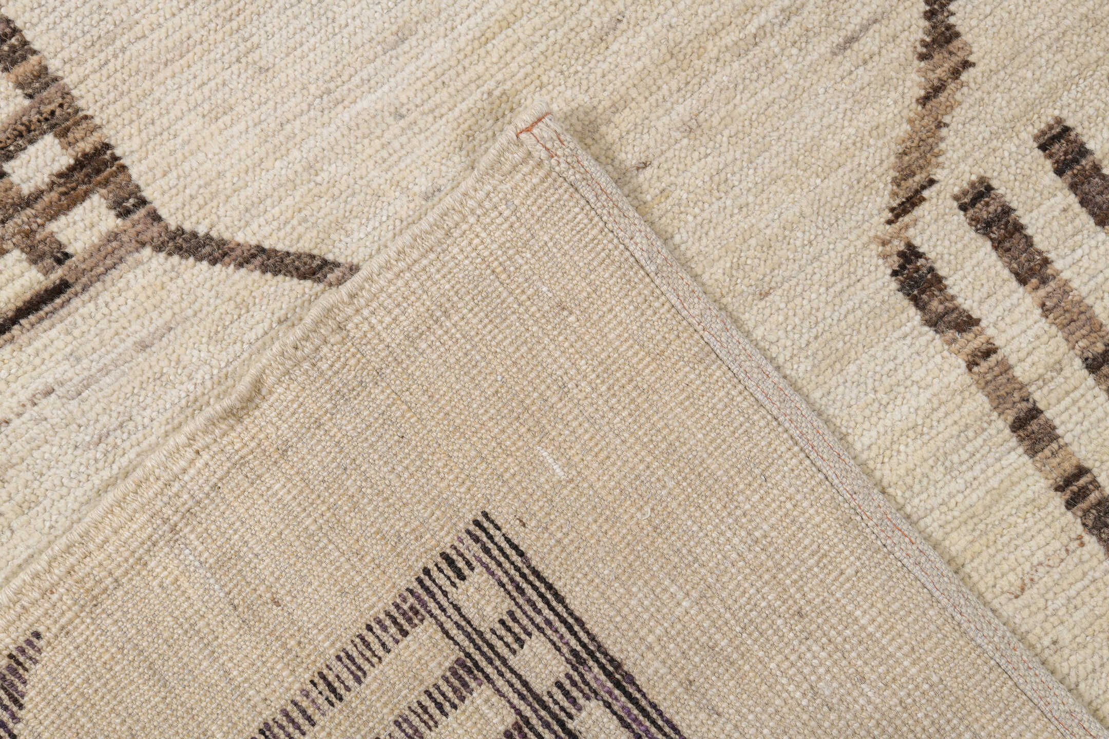 10' x 13' one-of-a-kind handmade vintage Tulu oversize rug. Color palette: ivory, dark brown, taupe, brown, beige, gray