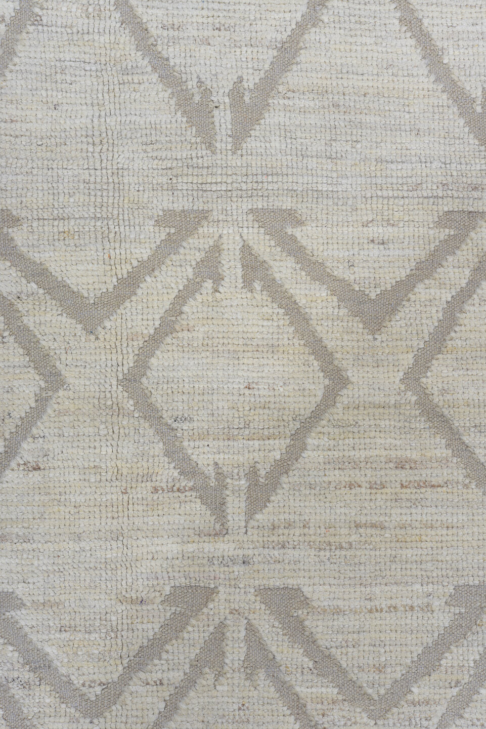 10' x 13' one-of-a-kind handmade vintage Tulu large size rug. Color palette: ivory, taupe, beige, cream, gray