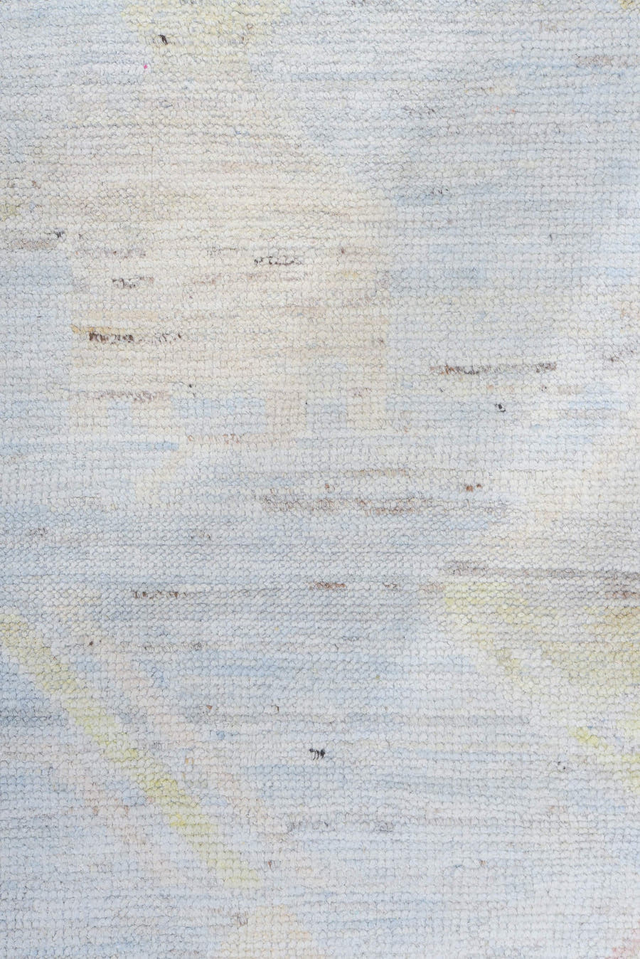 10' x 13' one-of-a-kind handmade vintage Tulu large size rug. Color palette: pale blue, ivory, blush, gold, coral, cream
