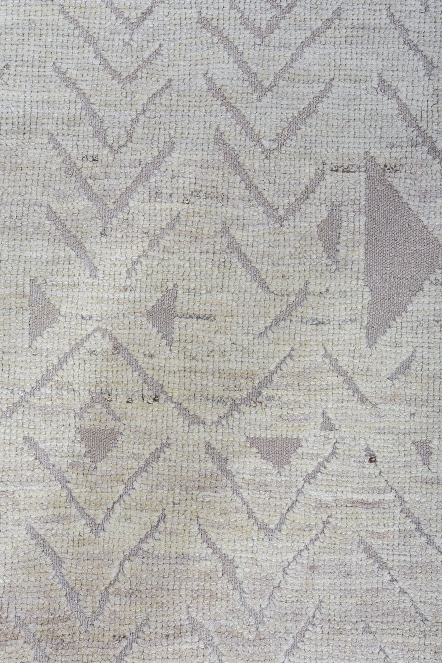 10' x 13' one-of-a-kind handmade vintage Tulu large size rug. Color palette: ivory, taupe, beige, stone, greige, gray