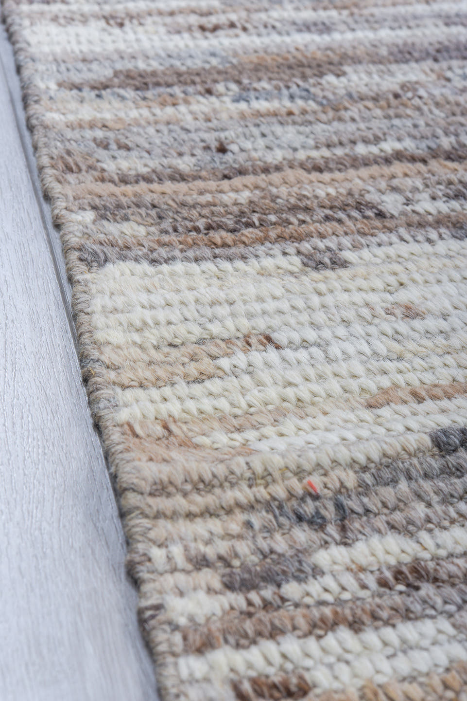 8' x 12' one-of-a-kind handmade vintage Tulu large size rug. Color palette: ivory, taupe, gray, brown, charcoal, slate