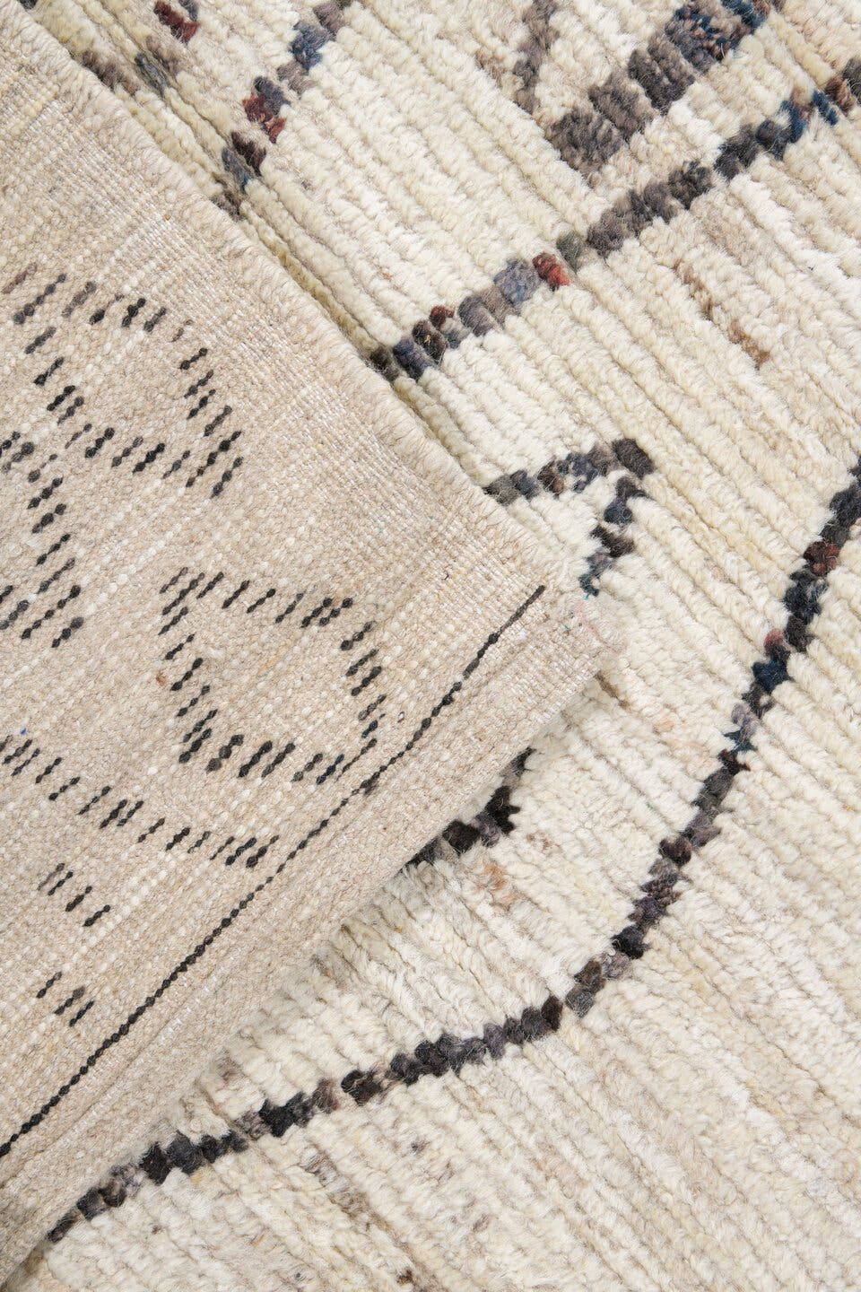 10' x 14' one-of-a-kind handmade vintage Tulu large size rug. Color palette: ivory, charcoal, taupe, brown, camel, gray
