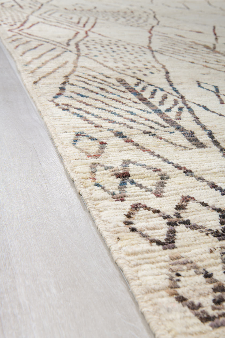 10' x 14' one-of-a-kind handmade vintage Tulu large size rug. Color palette: ivory, charcoal, taupe, brown, camel, gray