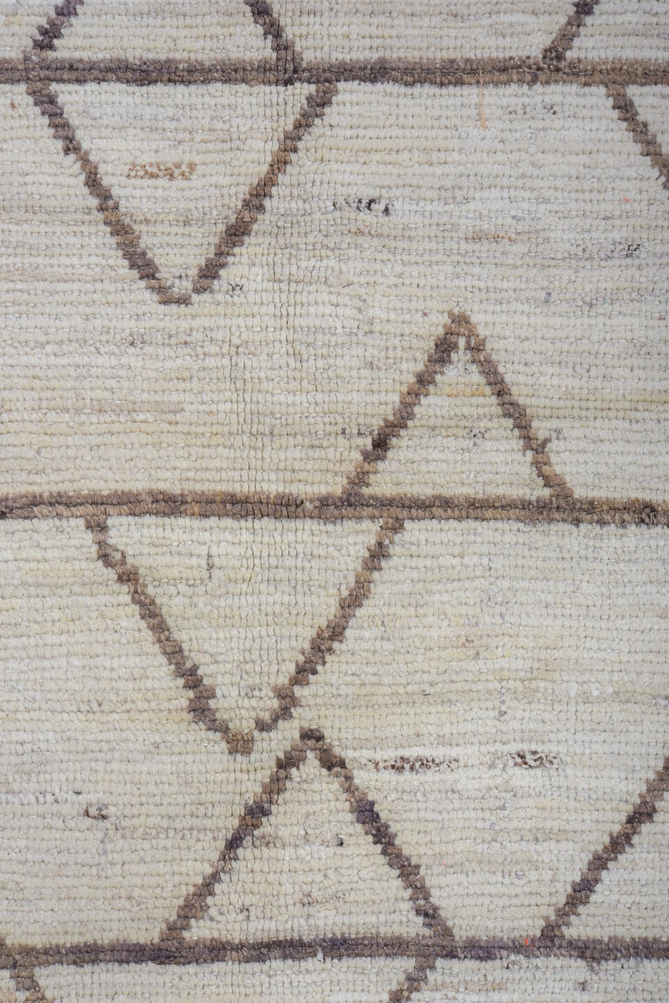 11' x 13' one-of-a-kind handmade vintage Tulu oversize rug. Color palette: ivory, taupe, beige, camel, gray