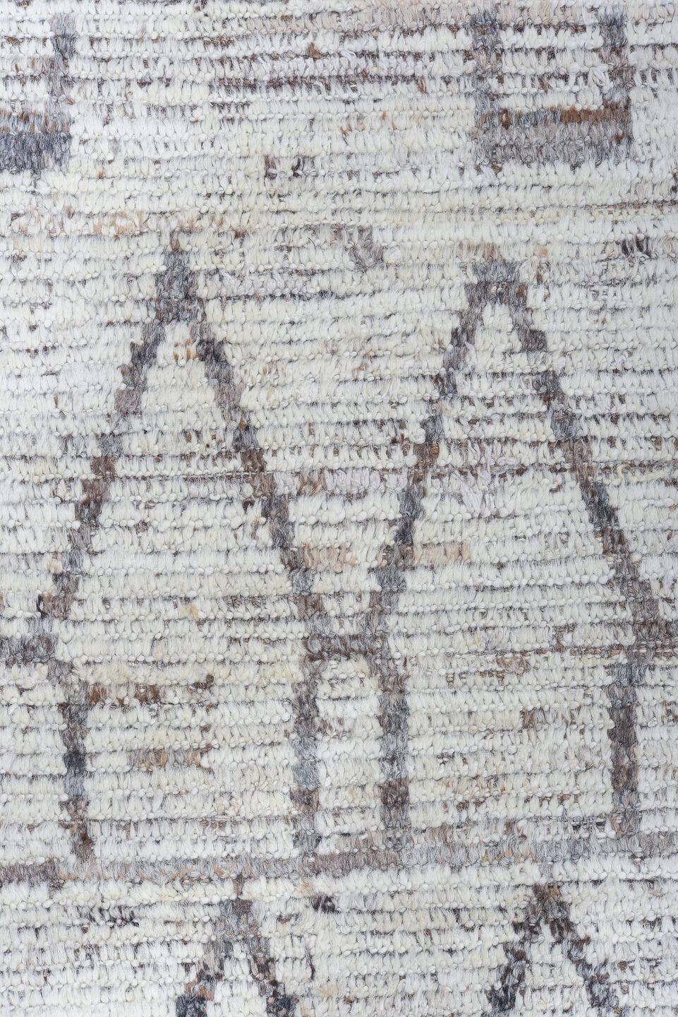 10' x 13' one-of-a-kind handmade vintage Tulu large size rug. Color palette: ivory, charcoal, taupe, brown, gray, black