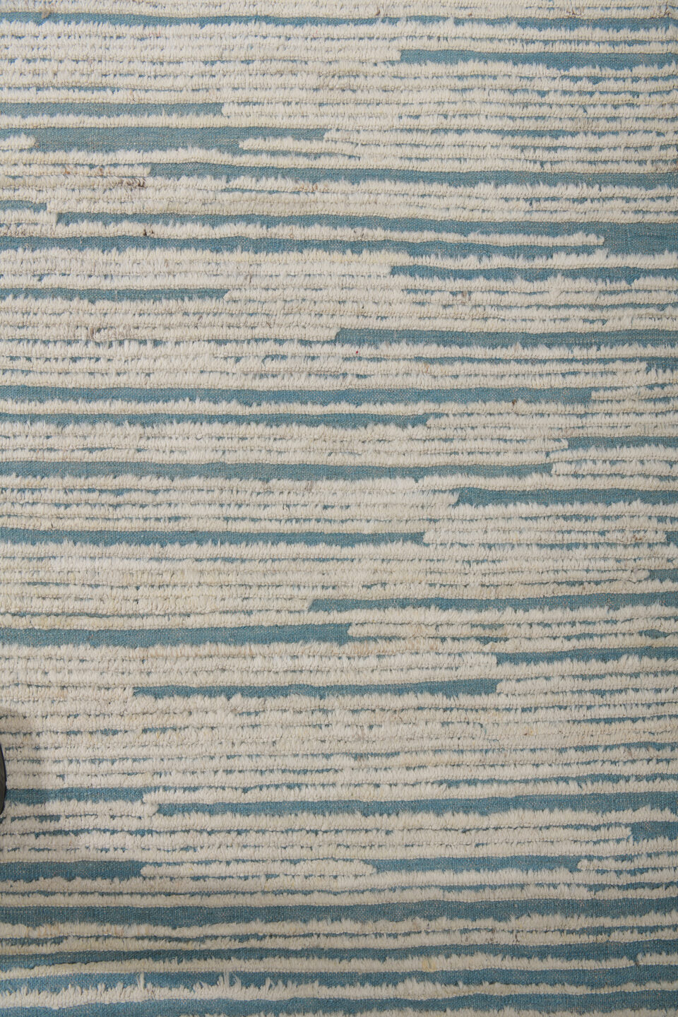 13' x 14' one-of-a-kind handmade vintage Tulu oversize rug. Color palette: ivory, sky blue, light blue