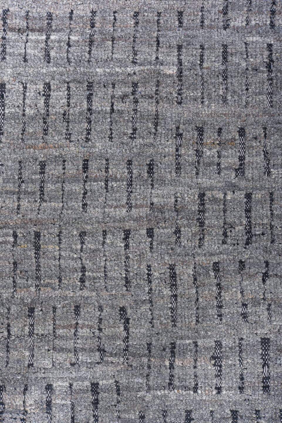 9' x 12' one-of-a-kind handmade vintage Tulu large size rug. Color palette: black, blue, dark gray, dim gray, gray