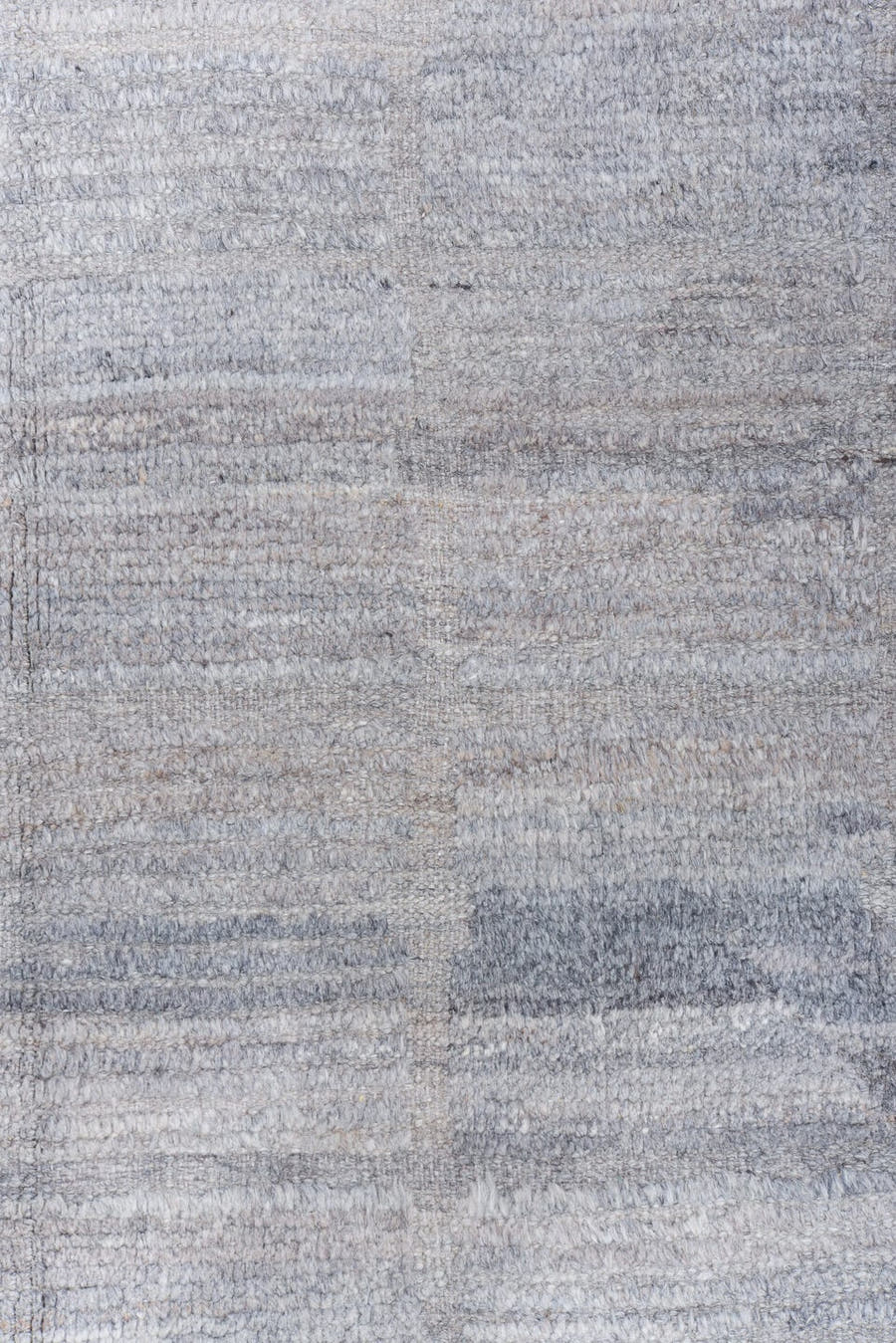 13' x 18' one-of-a-kind handmade vintage Tulu oversize rug. Color palette: ivory, pale gray, taupe, stone, silver