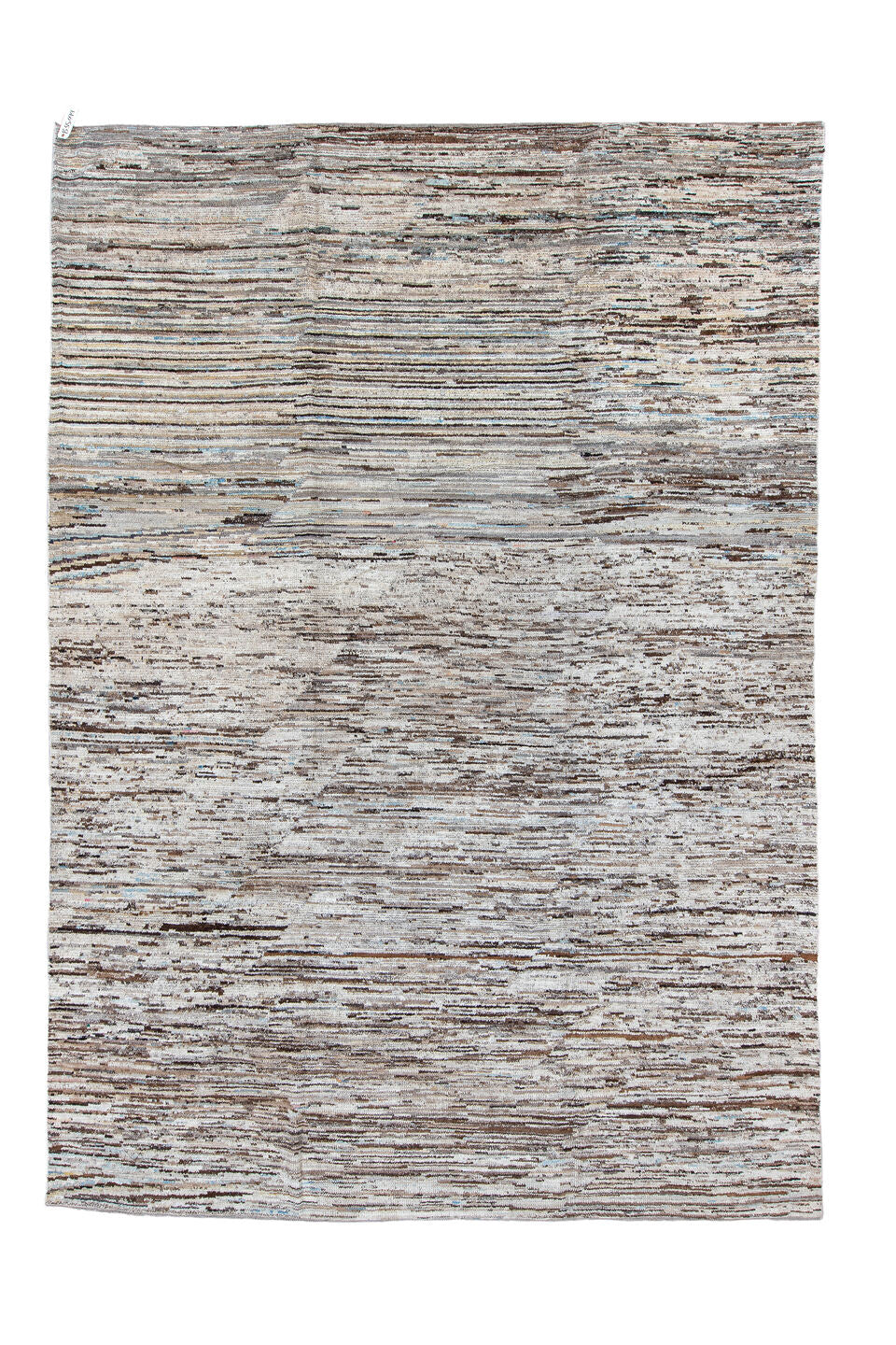 9' x 14' one-of-a-kind handmade vintage Tulu large size rug. Color palette: black, blue, brown, dark gray, dim gray