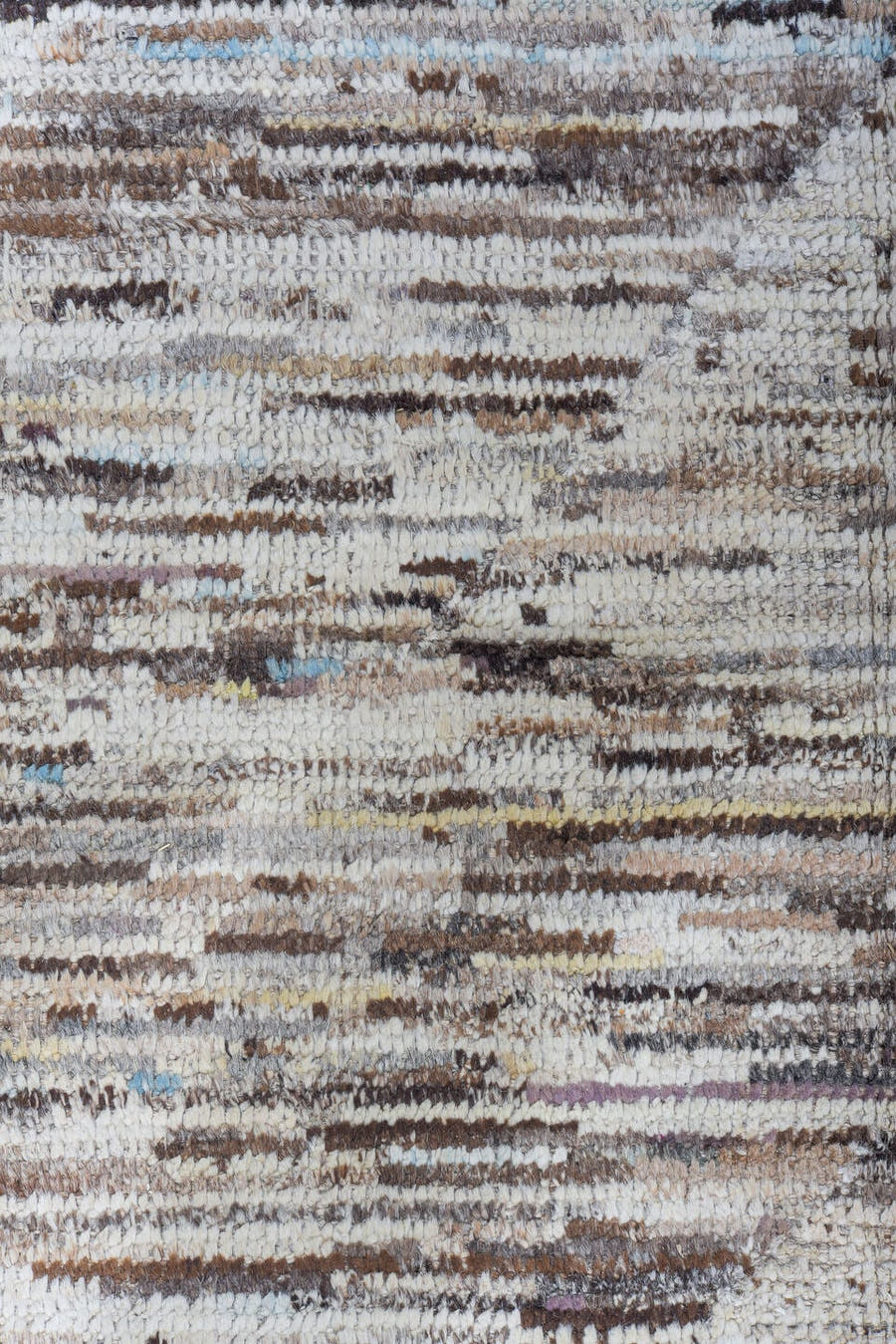 9' x 14' one-of-a-kind handmade vintage Tulu large size rug. Color palette: ivory, taupe, brown, beige, pale_blue, cream