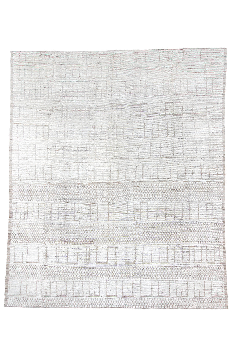 12' x 15' one-of-a-kind handmade vintage Tulu oversize rug. Color palette: black, blue, dark gray, gainsboro, gray