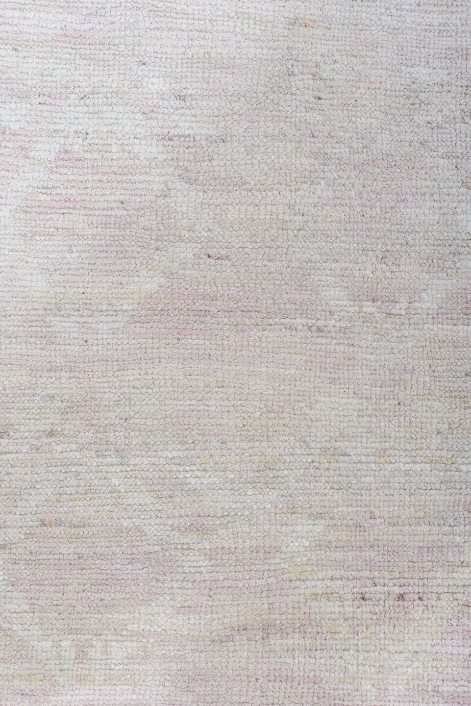 10' x 14' one-of-a-kind handmade vintage Tulu large size rug. Color palette: ivory, blush, cream, pale rose, taupe, pink