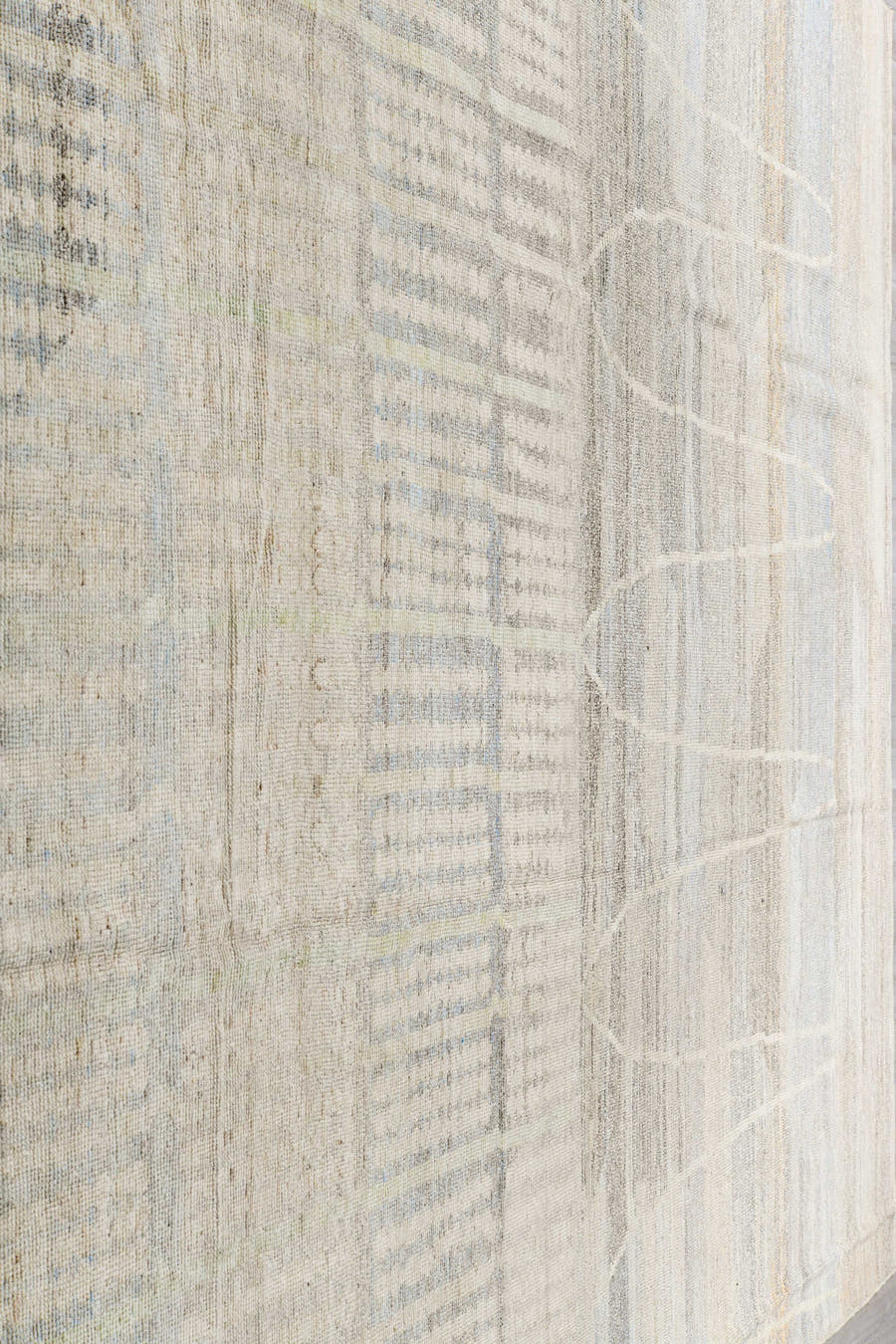 10' x 14' one-of-a-kind handmade vintage Tulu large size rug. Color palette: ivory, cream, taupe, pale gray, beige, gray