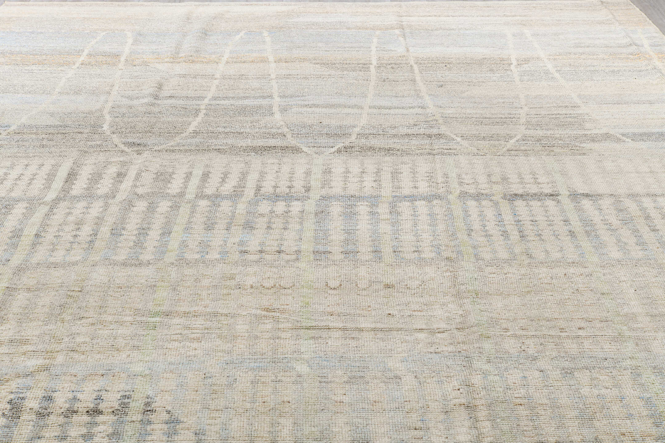 10' x 14' one-of-a-kind handmade vintage Tulu large size rug. Color palette: black, dark gray, gainsboro, gray, light gray