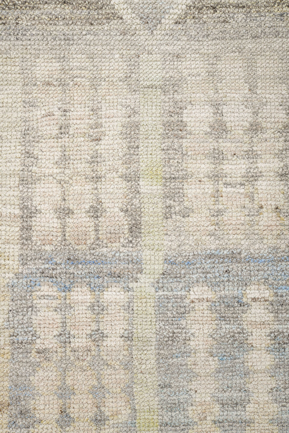 10' x 14' one-of-a-kind handmade vintage Tulu large size rug. Color palette: ivory, cream, taupe, pale gray, beige, gray
