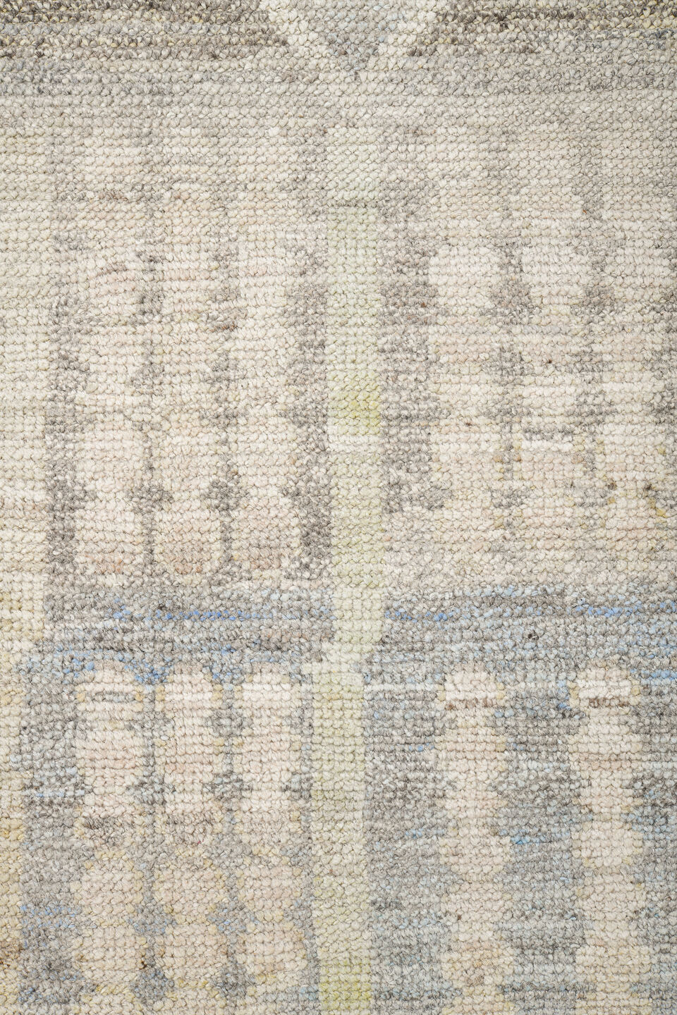 10' x 14' one-of-a-kind handmade vintage Tulu large size rug. Color palette: ivory, cream, taupe, pale gray, beige, gray