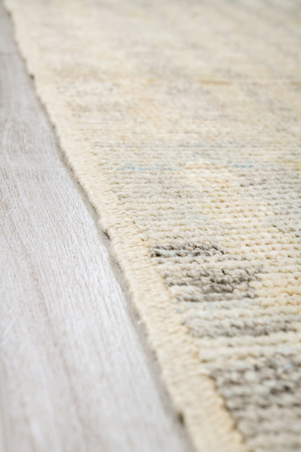 10' x 14' one-of-a-kind handmade vintage Tulu large size rug. Color palette: ivory, cream, taupe, pale gray, beige, gray