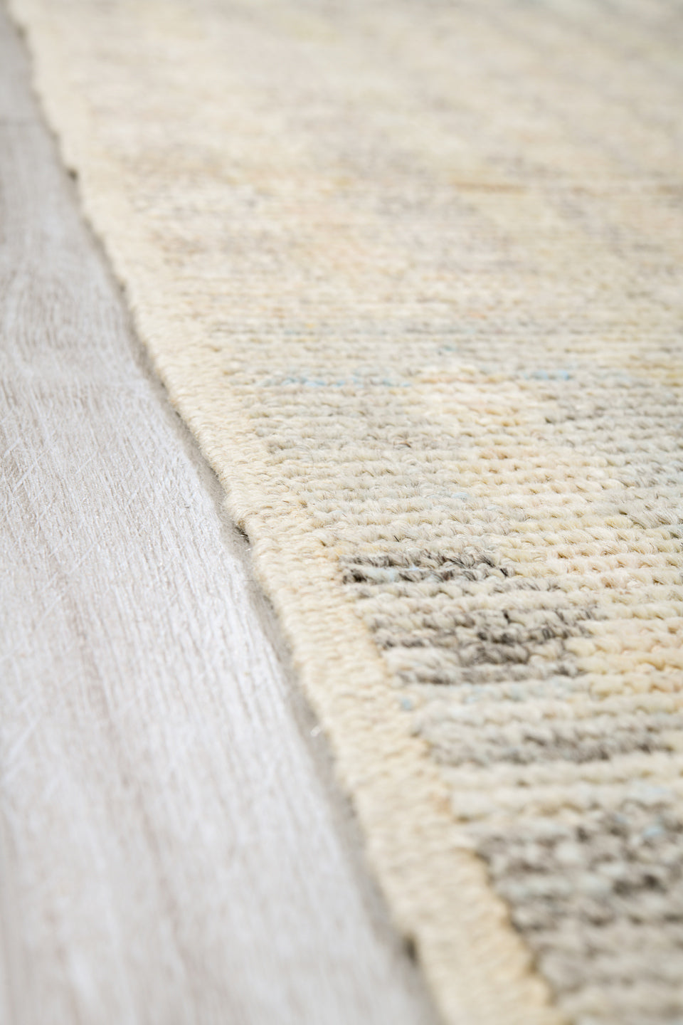 10' x 14' one-of-a-kind handmade vintage Tulu large size rug. Color palette: ivory, cream, taupe, pale gray, beige, gray