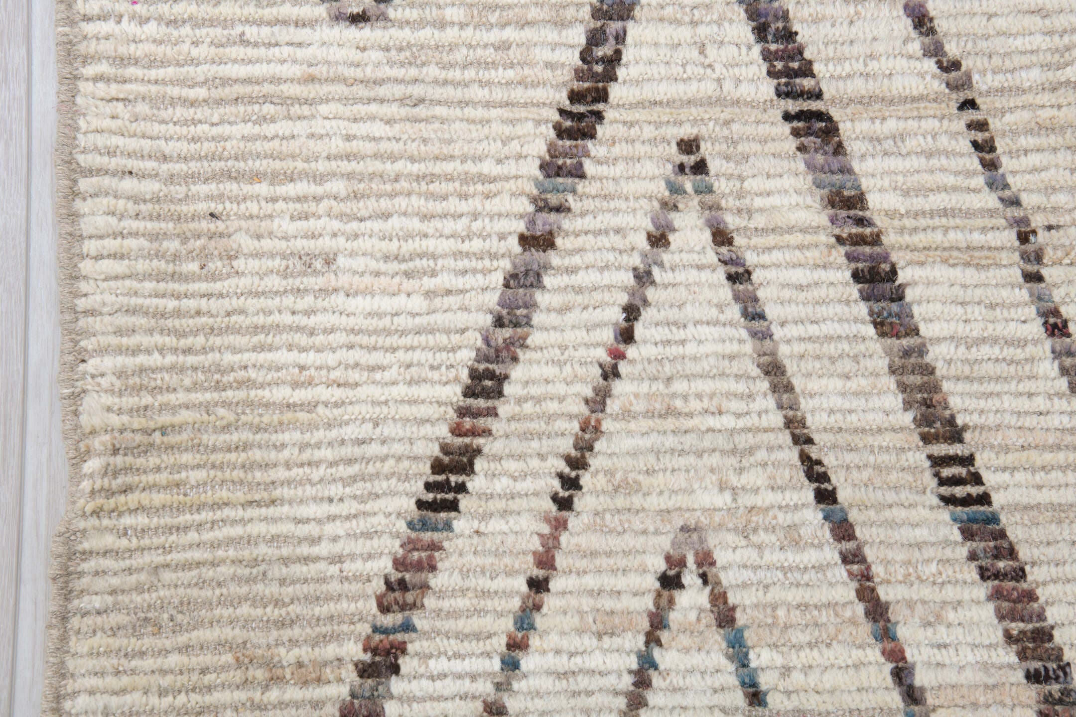 10' x 14' one-of-a-kind handmade vintage Tulu large size rug. Color palette: ivory, charcoal, taupe, brown, gray, black