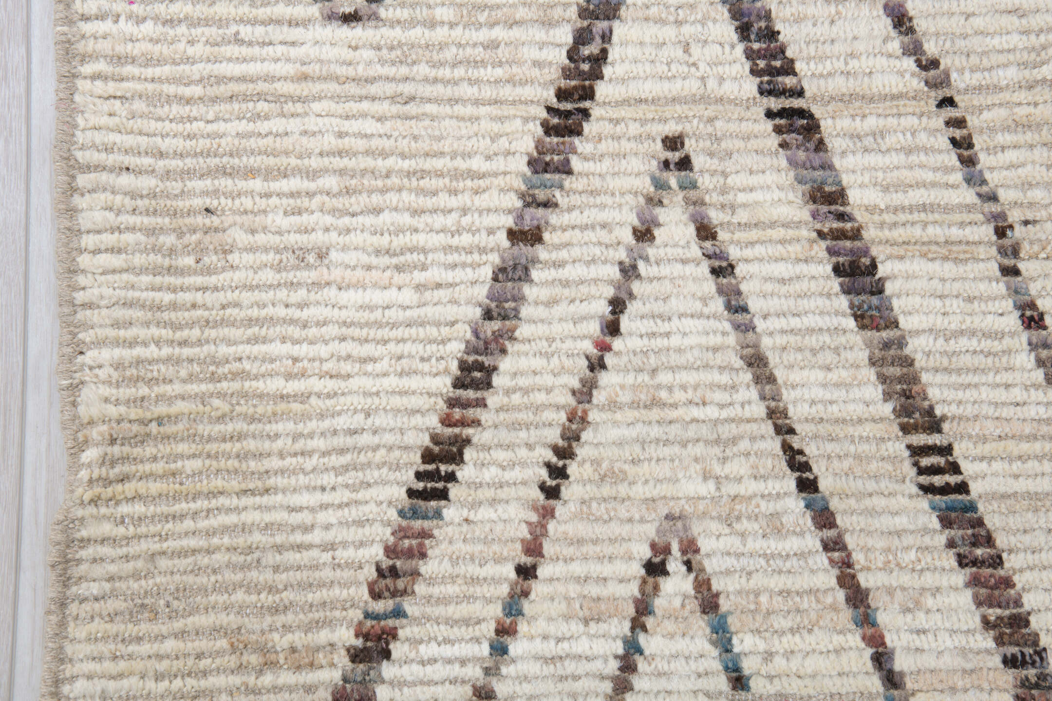 10' x 14' one-of-a-kind handmade vintage Tulu large size rug. Color palette: ivory, charcoal, taupe, brown, gray, black