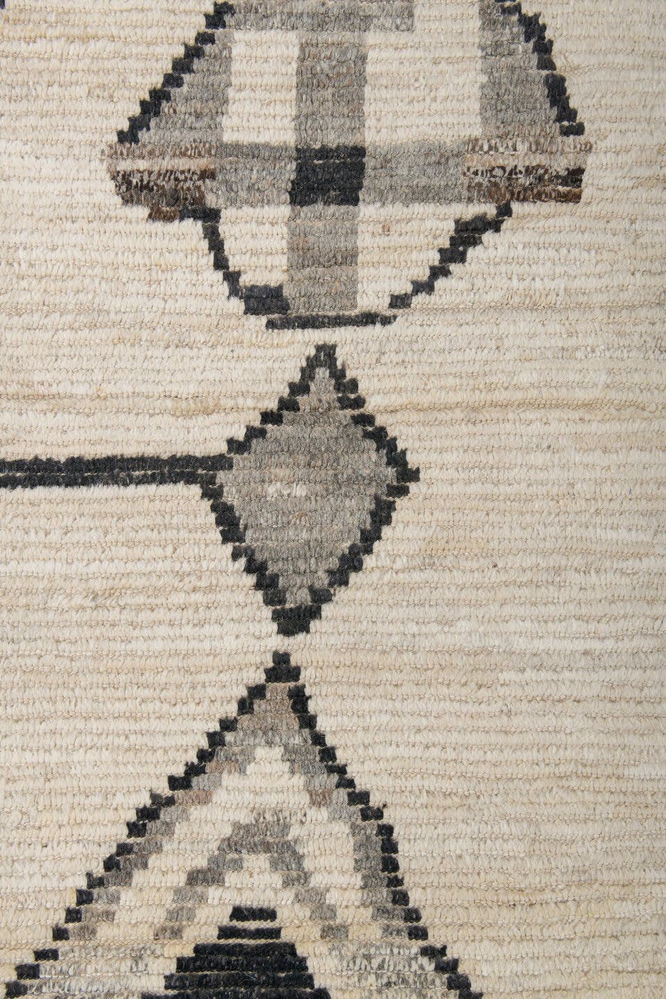 11' x 16' one-of-a-kind handmade vintage Tulu oversize rug. Color palette: ivory, charcoal, gray, cream, taupe, black, beige