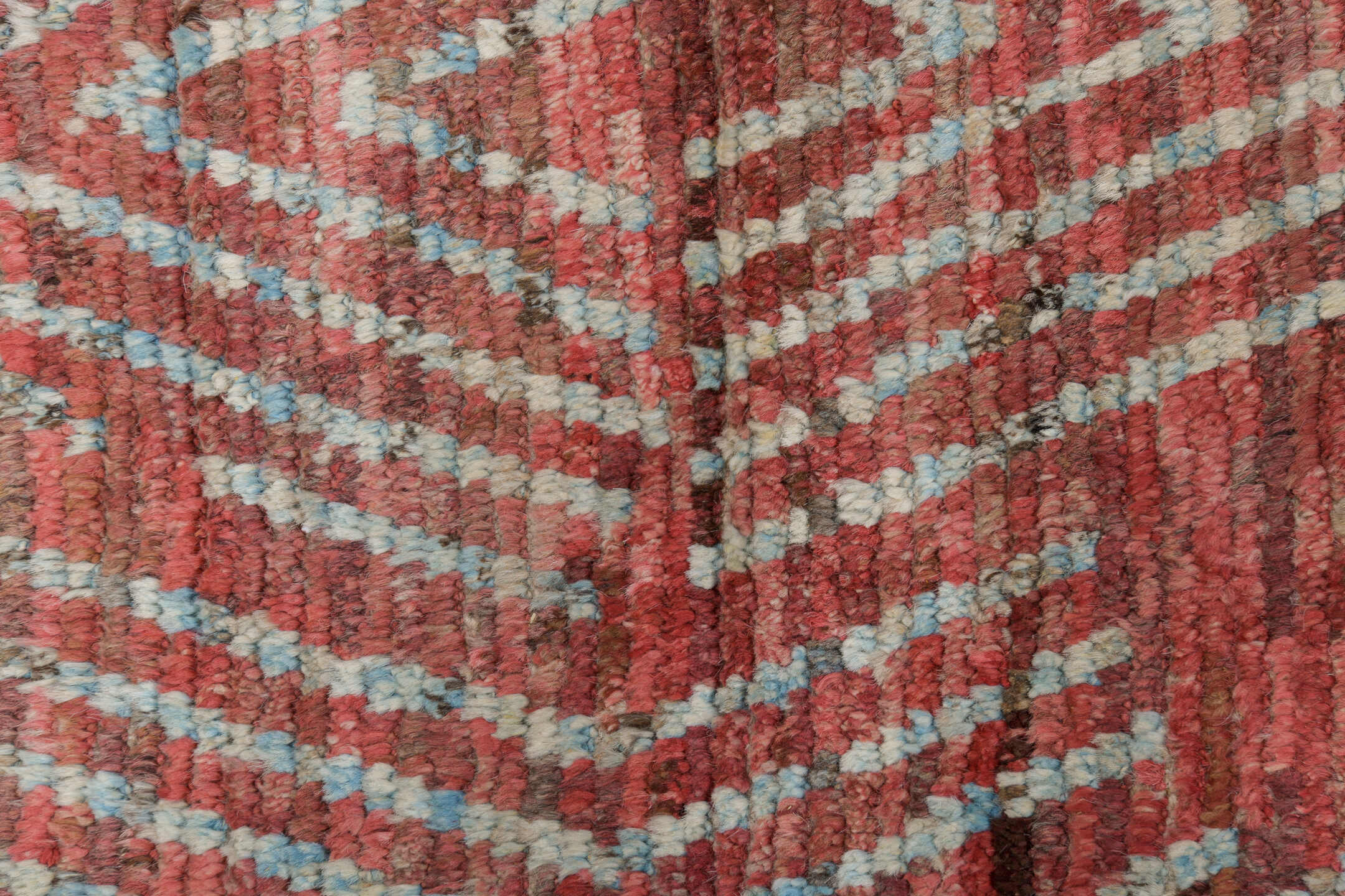 10' x 14' one-of-a-kind handmade vintage Tulu large size rug. Color palette: coral, ivory, rose, terra cotta, blush, taupe