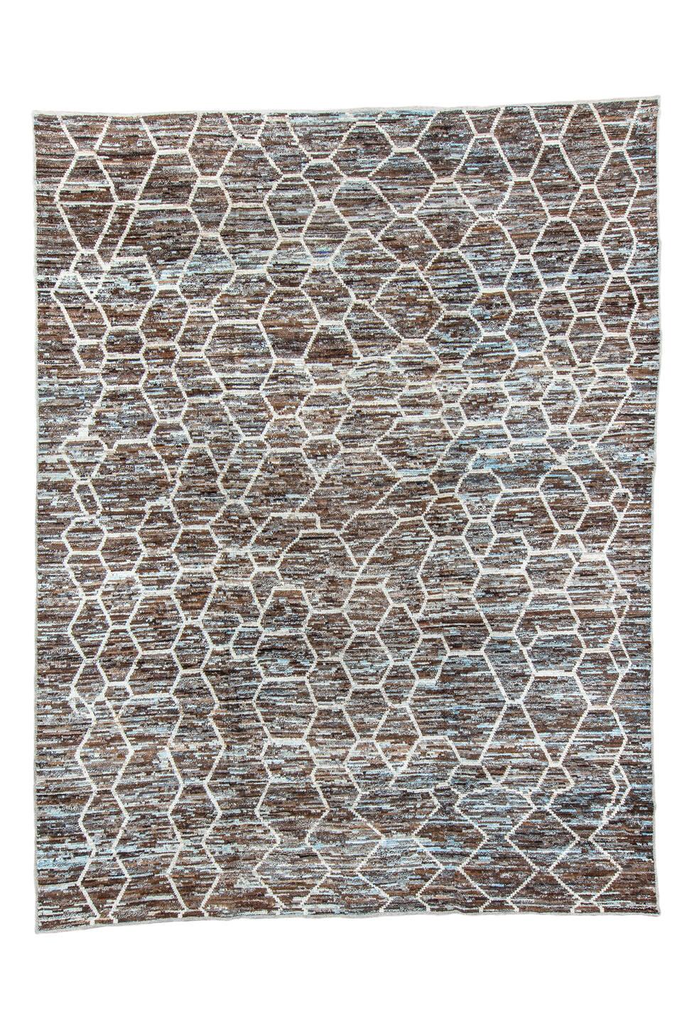 10' x 13' one-of-a-kind handmade vintage Tulu large size rug. Color palette: black, brown, dark gray, dim gray, gainsboro