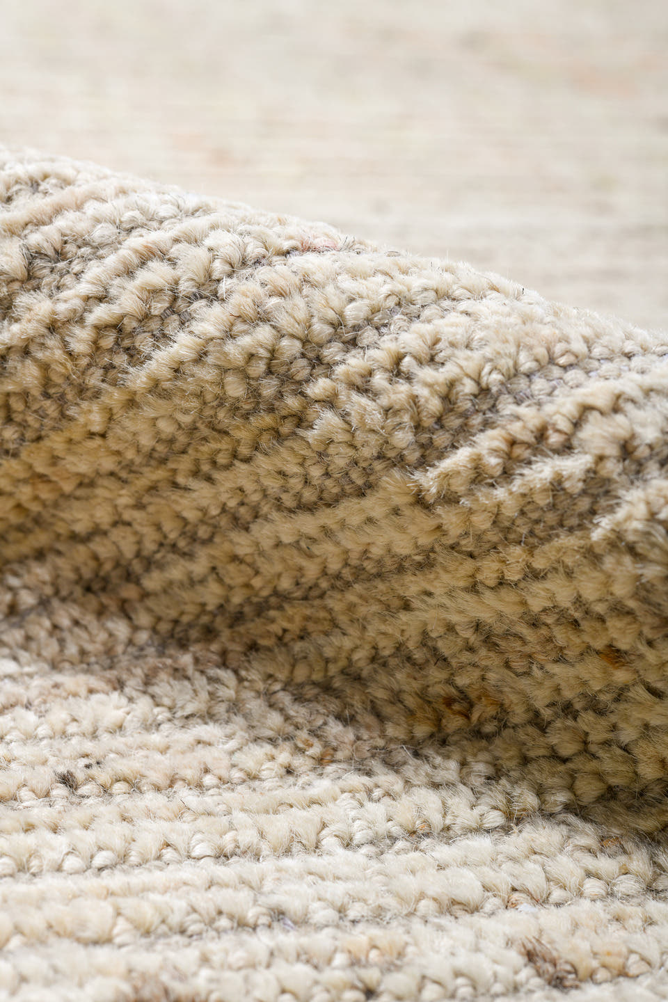 13' x 16' one-of-a-kind handmade vintage Tulu oversize rug. Color palette: ivory, cream, pale gold, beige, taupe, gold, gray