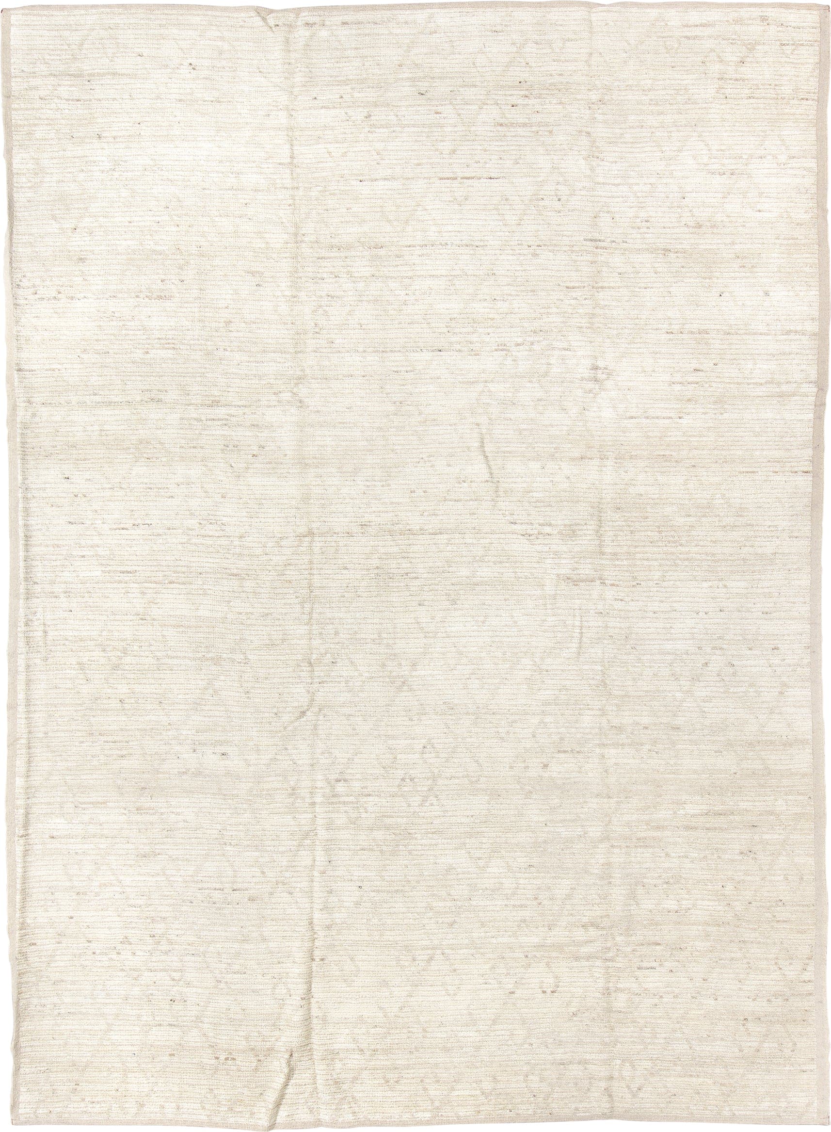 8' x 12' one-of-a-kind handmade vintage Tulu large size rug. Color palette: ivory, cream, beige, taupe, gray