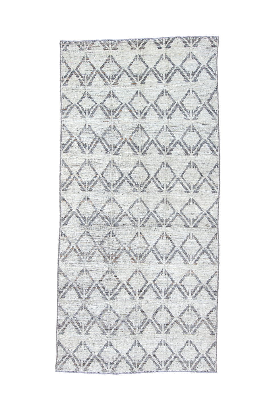 5' x 11' one-of-a-kind handmade vintage Tulu rug. Color palette: dark gray, dim gray, gainsboro, gray, light blue