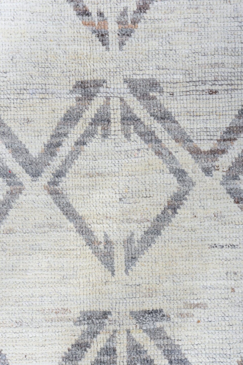 5' x 11' one-of-a-kind handmade vintage Tulu rug. Color palette: ivory, gray, taupe, beige