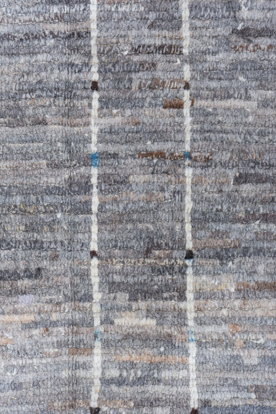 6' x 9' one-of-a-kind handmade vintage Tulu medium size rug. Color palette: gray, ivory, taupe, slate, charcoal, camel